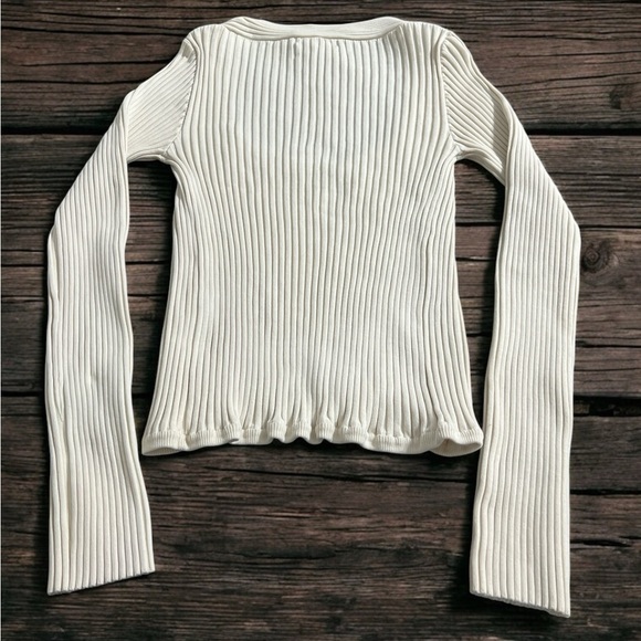 White House Black Market long sleeve scoop neckline ribbed top sz Large - Picture 2 of 4